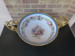 Napoleon III style Sévres porcelain centerpiece coupe  in gilded bronze , France 1870