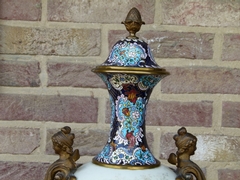 Napoleon III style Sévres porcelain vase with cloisonné and romantic scene, France 1880