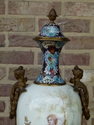 Napoleon III style Sévres porcelain vase with cloisonné and romantic scene, France 1880