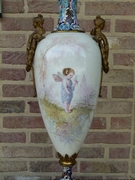 Napoleon III style Sévres porcelain vase with cloisonné and romantic scene, France 1880