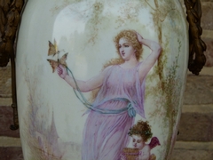 Napoleon III style Sévres porcelain vase with cloisonné and romantic scene, France 1880