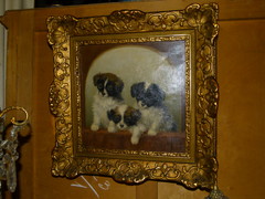 style Painting of 3 dogs by Sophie Pir 1858-1936 in oil on canvas , Belgium 1900