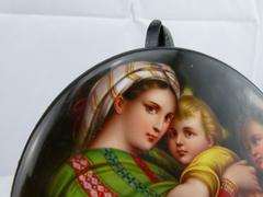 style painting on porcelain plate of a mother with child in porcelain 1880