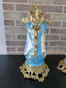 style Pair Sévres style vases with gilded bronze in porcelain, France 1870