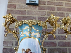 style Pair Sévres style vases with gilded bronze in porcelain, France 1870