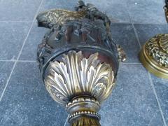 Paire vases with cherubs in patinated bronze, France 1880