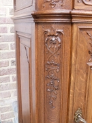 Regénce style One-door cabinet signed by Nullens J.  in carved oak, Belgium,Liége 1950