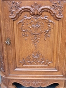 Regénce style One-door cabinet signed by Nullens J.  in carved oak, Belgium,Liége 1950