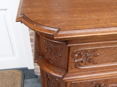 Regénce style One-door cabinet signed by Nullens J.  in carved oak, Belgium,Liége 1950