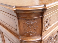 Regénce style One-door cabinet signed by Nullens J.  in carved oak, Belgium,Liége 1950