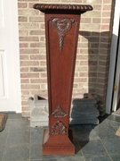 Regence style Piedestal in carved oak, Belgium,Liége 1900