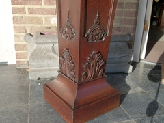 Regence style Piedestal in carved oak, Belgium,Liége 1900