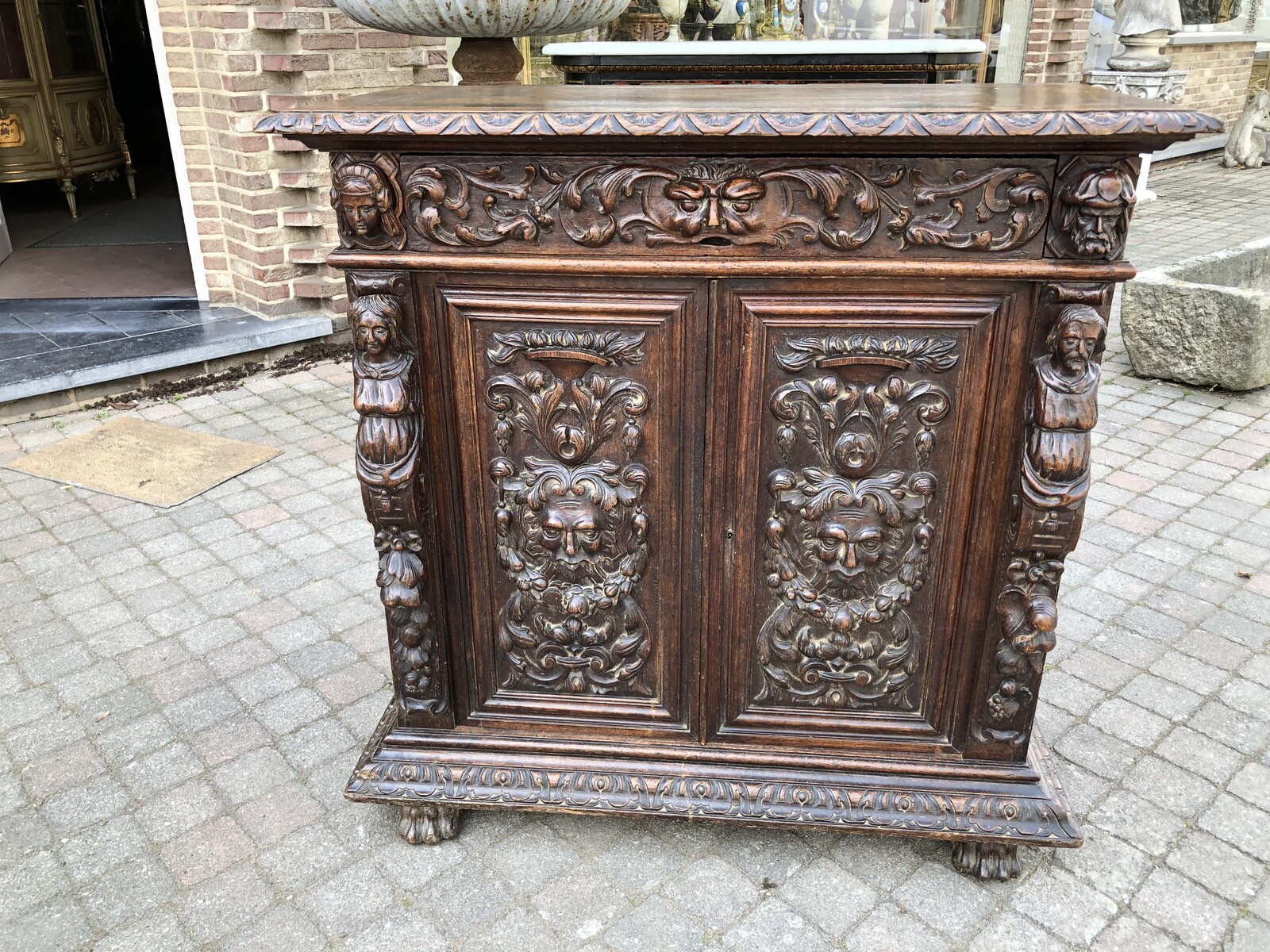 Renaisence Two doors carved cabinet