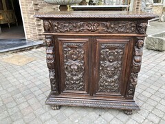 Renaisence style Two doors carved cabinet in oak, France 1900