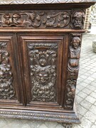 Renaisence style Two doors carved cabinet in oak, France 1900