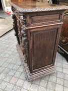 Renaisence style Two doors carved cabinet in oak, France 1900