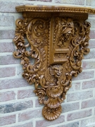 Renaisence style Wall console in carved oak, Belgium 1930