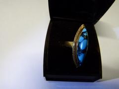 style Ring with turquoise in 18 kt yellow gold 1970