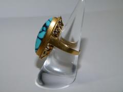 style Ring with turquoise in 18 kt yellow gold 1970