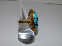 style Ring with turquoise in 18 kt yellow gold 1970