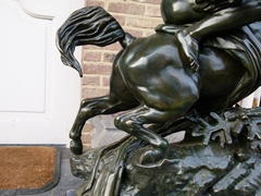 style Sculpture by Barye of Theseus fighting centaur Bianor with foundry stamp F.Barbedienne in patinated bronze, France 1880