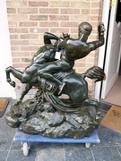 style Sculpture by Barye of Theseus fighting centaur Bianor with foundry stamp F.Barbedienne in patinated bronze, France 1880