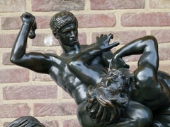 style Sculpture by Barye of Theseus fighting centaur Bianor with foundry stamp F.Barbedienne in patinated bronze, France 1880