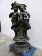 style Sculpture of 2 children in bronze, France signed by A.Poitevin 1860