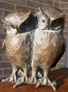 style Sculpture of 2 owls by Kurt Arentz in bronze, Germany 1970