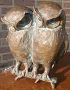 style Sculpture of 2 owls by Kurt Arentz in bronze, Germany 1970