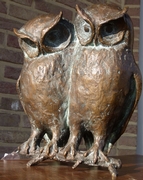 style Sculpture of 2 owls by Kurt Arentz in bronze, Germany 1970