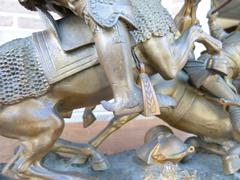 style Sculpture of a battle of two warriors in patinated bronze, France 1880