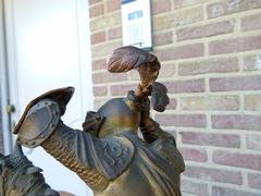 style Sculpture of a battle of two warriors in patinated bronze, France 1880