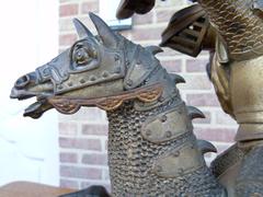 style Sculpture of a battle of two warriors in patinated bronze, France 1880