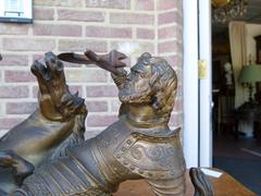 style Sculpture of a battle of two warriors in patinated bronze, France 1880