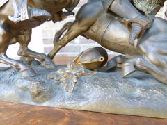 style Sculpture of a battle of two warriors in patinated bronze, France 1880