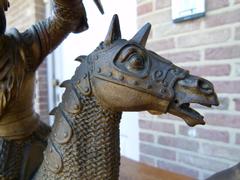 style Sculpture of a battle of two warriors in patinated bronze, France 1880