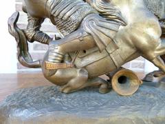 style Sculpture of a battle of two warriors in patinated bronze, France 1880