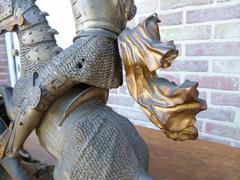 style Sculpture of a battle of two warriors in patinated bronze, France 1880