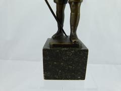 style Sculpture of a young smoking boy in bronze on marble base, France 1920