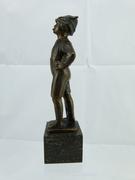 style Sculpture of a young smoking boy in bronze on marble base, France 1920