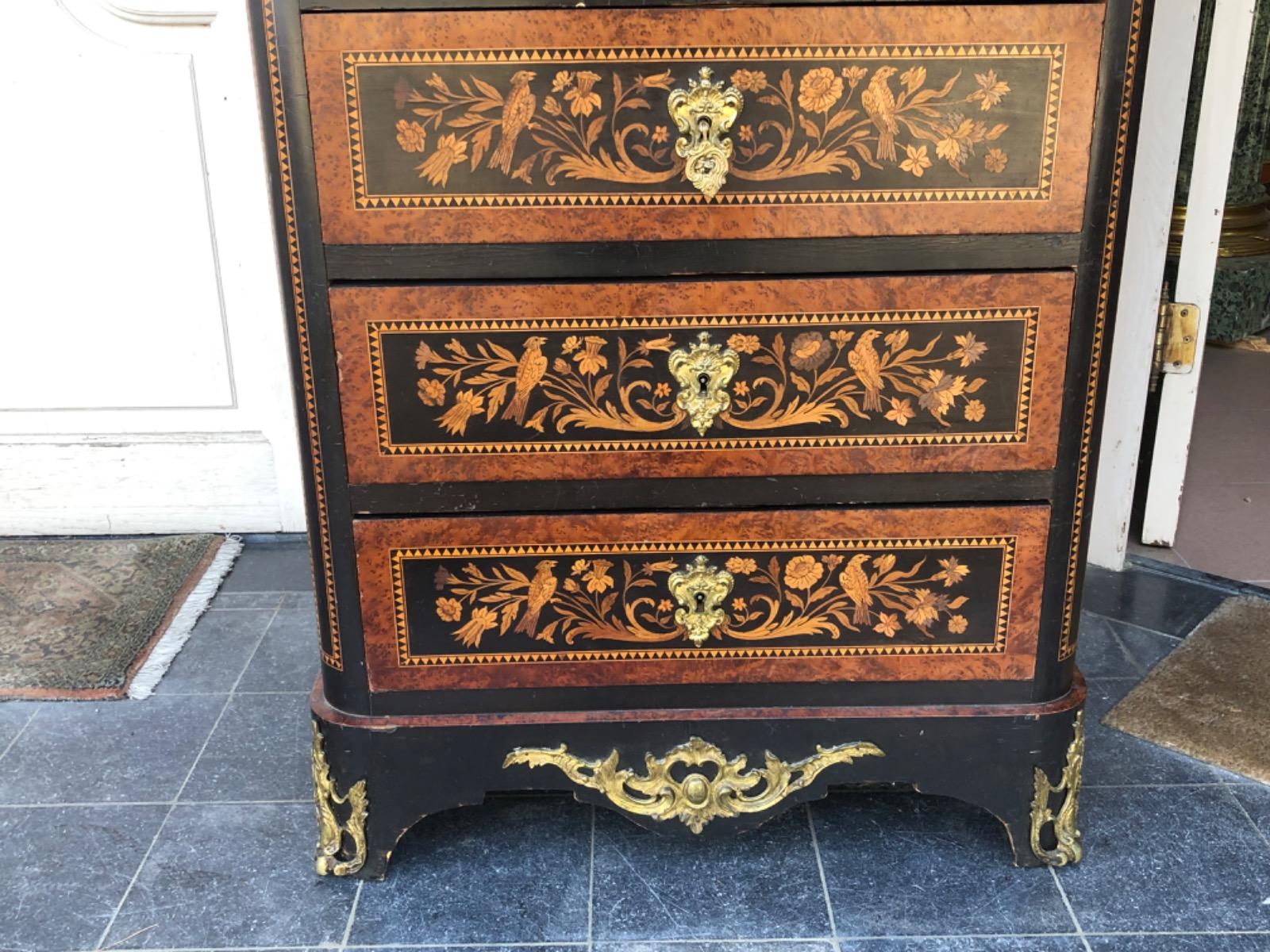 Secretary in Napoleon III style with nice quality of marquetry 