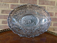 style Silver plate with a hunting scene 275gram in silver 830, Germany 1900