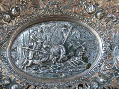 style Silver plate with a hunting scene 275gram in silver 830, Germany 1900