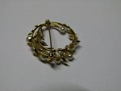 style Speld broche in 14 karaats goud en parels 1960