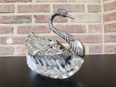 style Sugar pot in the model of a swan in silver 835 and crystal, Germany 1920