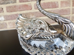 style Sugar pot in the model of a swan in silver 835 and crystal, Germany 1920