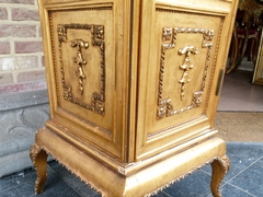 Transition style Gilded 4 sides cabinet vitrine  in gilded wood, Belgium 1900