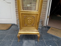 Transition style Gilded 4 sides cabinet vitrine  in gilded wood, Belgium 1900