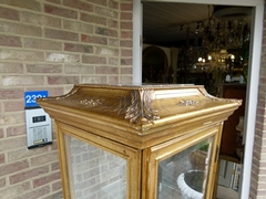 Transition style Gilded 4 sides cabinet vitrine  in gilded wood, Belgium 1900